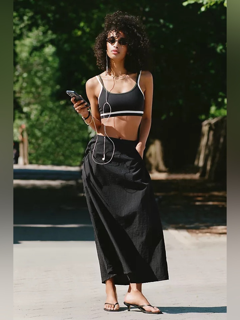 NWT Size S - Anthropologie Daily Practice Nylon Midi Skirt in Black